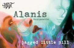 "Alanis Morissette", "jagged little pill". Verschwommene Gesichter, farbenfrohe Überlagerungen. Logo: Mobile Fidelity Sound Lab.