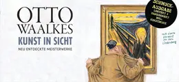 OTTO WAALKES, KUNST IN SICHT, NEU ENTDECKTE MEISTERWERKE. Illustration eines Mannes vor "Der Schrei"-Gemälde.