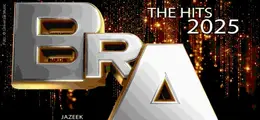 "The Hits 2025" in großer Schrift; Hintergrund mit goldenen Lichteffekten. 3D-Schriftzug "BRAVO".
