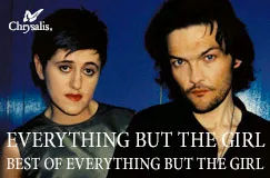 "EVERYTHING BUT THE GIRL" und "BEST OF EVERYTHING BUT THE GIRL" in weißem Text über einem Duo vor blauem Hintergrund.