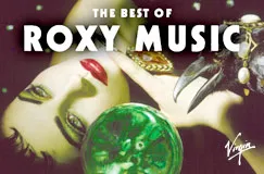 "The Best of Roxy Music" steht oben. Illustration einer Frau mit rotem Lippenstift und einem grünen Objekt. Virgin-Logo unten.