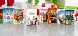 Verschiedene DVDs und Blu-rays mit Weihnachtsmotiven; Titel: Niko, Der Grinch, Loriot, Weihnachte wie noch nie, Alle Jahre wieder, etc.