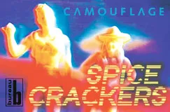 Text: "CAMOUFLAGE", "SPICE CRACKERS". Zwei stilisierte Figuren in leuchtenden Farben. Links Logo von "bureau b".