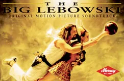 "The Big Lebowski: Original Motion Picture Soundtrack." Illustration von zwei Personen beim Bowling in dynamischer Pose.