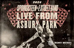 „2024 SPRINGSTEEN & E STREET BAND LIVE FROM ASBURY PARK“ steht über einem dynamischen Konzertfoto.