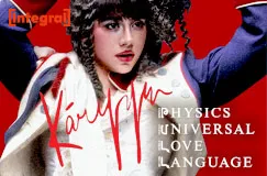 "Káryyn", "Physics Universal Love Language"; Person in Kostüm, roter Hintergrund.