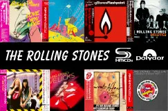 "The Rolling Stones" und Logos von "SHM-CD" und "Polydor". Verschiedene bunte Album-Cover mit Bandmotiven darunter.