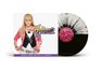 "Hannah Montana 2: Songs from the Hit TV Series" steht auf schwarzem Vinyl, rosa Glitzeretikett. Blonde Frau mit rosa Jacke.