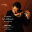 Text: Brahms & Goldmark Violin Concertos. Ning Feng. Konzerthausorchester Berlin. Antony Hermus.  
Mann spielt Geige vor braunem Hintergrund.
