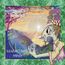 Text: "OZRIC TENTACLES" und "HARMONIC MIND". Fantasievolle Illustration mit Figur, Schmetterling und malerischer Landschaft.
