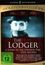 Text oben: "Alfred Hitchcock Gold Collection"
Titel: "The Lodger: A Story of the London Fog (Der Mieter)"
Weitere Namen: "Ivor Novello, Marie Ault, Arthur Chesney"
Bild: Ein stilisiertes Gesicht mit Hut und Schal, düstere Atmosphäre.