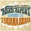 "Music Volume 3: Herb Alpert Reimagines the Tijuana Brass." Verschnörkelte Schrift in Blau und Orange.