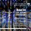 Text: "Bach St John Passion", "Stephen Cleobury Conductor", "The Choir of King's College Cambridge." Farbige Glasfenster im Hintergrund.