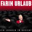 "Farin Urlaub" oben, "Ein Lächeln im Gesicht" unten. Ein lächelnder Mann in rotem Hemd umgeben von schwarzen Regenschirmen.