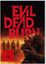 Text: "EVIL DEAD BURN", "FSK ab 18", "Vorläufiges Cover". Eine schreiende Person wird von einer schwarzen Hand gehalten. Im Hintergrund sind fünf Gestalten vor Flammen.
