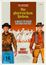 "Die glorreichen Sieben" in großer Schrift mit Schauspielernamen darunter, zwei Cowboys im Vordergrund, Pferde im Hintergrund.