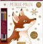 "METALLIC-MALEN MAGIC WINTER", "Bicolor-Buntstifte: 8 Metallic-Farben", "MIT GOLDENEN MOTIVEN". Fuchsillustration.
