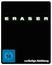 "ERASER" in leuchtender Schrift auf schwarzem Hintergrund, FSK 16-Symbol unten links, "vorläufige Abbildung" unten.
