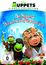 "Die Muppets Weihnachtsgeschichte" steht vor winterlicher Stadtkulisse, Kermit, Miss Piggy und ein weiterer Muppet in viktorianischen Outfits.