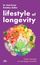 "lifestyle of longevity" steht groß auf lila Hintergrund. Unten: Obst und Gemüse als bunte Illustration.