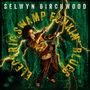 Text "SELWYN BIRCHWOOD, ELECTRIC SWAMP FUNKIN' BLUES". Ein Musiker spielt E-Gitarre, umgeben von grünem Sumpf und Blitzen., LP