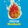 Text: "JOHN ELLIS & DOUBLE WIDE fireball." Illustration einer brennenden Flammenkugel auf blauem Hintergrund., CD