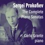 Sergei Prokofiev, The Complete Piano Sonatas, Carlo Grante piano. Eine verblasste Darstellung eines elegant gekleideten Mannes.