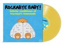 Text: "ROCKABYE BABY! lullaby renditions of beyonce's lemonade." Illustration: Ein niedlicher Bär in einem grauen Fellmantel. Gelbe Schallplatte., LP