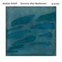 "András Schiff Encores after Beethoven ECM New Series" steht oben. Darunter abstrakte blaue Formen auf strukturiertem Hintergrund., CD