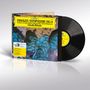 Text: Mahler: Symphonie No. 4, Frederica von Stade, Wiener Philharmoniker, Claudio Abbado. Eine Vinylplatte in einem Cover mit blau-schwarzem Muster.