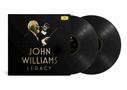 Text: "JOHN WILLIAMS LEGACY". Cover zeigt einen Dirigenten mit erhobener Hand und Taktstock; daneben zwei Schallplatten., 2 LPs
