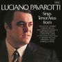 "Luciano Pavarotti Sings Tenor Arias from", gefolgt von einer Liste von Opern. Porträt eines Mannes im Anzug., CD