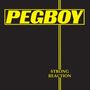 Text: "PEGBOY" und "STRONG REACTION" in Gelb auf schwarzem Hintergrund. Oben mittig angeordnet, unten zentriert.