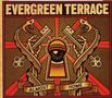 „EVERGREEN TERRACE; ALMOST HOME“. Zwei Schlangen, Schlüssel und ein Auge in lebhaften geometrischen Mustern., CD