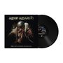 "Amon Amarth", "The Allfather Awakens". Ein grimmiger Krieger mit Helm und Trinkhorn, bedrucktes Vinyl mit ähnlichem Motiv., LP