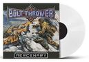 Oben: "Bolt Thrower" in Metallschrift. Unten: "Mercenary". Gemälde von Soldaten in einer Schneelandschaft. Schallplatte sichtbar.