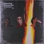 Texte oben links: "Manning Fireworks", "MJ Lenderman". Drei gemalte Personen, in der Mitte eine Feuerexplosion., LP