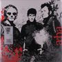 "RECORD STORE DAY", "Analogue", "a-ha". Drei Männer in Schwarz-Weiß mit floralem Muster, rote Akzente.