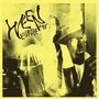 Text: "WEEN", "EUROPE '90". Gelber Hintergrund, kontrastreiches, überblendetes Foto von Musikern mit Gitarren., 3 LPs