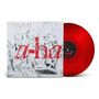 Text: "Take On Me, 35th Anniversary Edition, a-ha". Es zeigt drei gezeichnete Personen und eine rote Vinyl-Schallplatte., LP