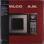 "WILCO A.M." in weißen Blockbuchstaben, eine stilisierte Illustration eines alten Fernsehers gegen einen roten Hintergrund., LP