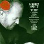 „Gerhard Oppitz, Weber - Complete Works for Piano and Orchestra, Symphonieorchester des Bayerischen Rundfunks, Sir Colin Davis.“ Ein Mann konzentriert in schwarz-weiß.