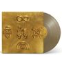 Goldene Platte mit strukturiertem Cover: Symbolen wie Unendlichkeit, "W" mit Händen, Schlange, Werkzeug und Regenbogen., LP