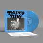 Auf dem Cover steht fett "TWISTED TEENS". Es zeigt ein Foto eines Mannes im Anzug mit einer kleinen Figur auf der Hand. Die Schallplatte ist blau., LP