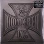 "Doom Crew Inc." großes, metallisch wirkendes Kreuzdesign. "Black Label Society" oben im Logo mit Totenkopf.