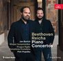 "Beethoven, Reicha Piano Concertos" steht in der Mitte. Zwei Männer im Anzug posieren in einem kunstvoll dekorierten Flur.