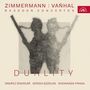 ZIMMERMANN | VAŇHAL BASSON CONCERTOS. DUALITY. Verschwommene Silhouette von zwei Personen mit Musikinstrumenten., CD