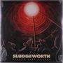 "SLUDGEWORTH SECOND TIME AROUND." Illustration: Ratten blicken nach oben aus einem rot beleuchteten tiefen Brunnen., LP