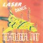 Text: "LASER DANCE", "'TECHNOLOGICAL MIND'". Illustration eines gelben Raumschiffs vor futuristischer Stadtlandschaft., CD