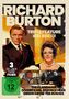 "Richard Burton Triple Feature Movie Marathon. 3 Full Length Feature Films. FSK 12. Titel: The Klansman, Divorce His, Divorce Hers, Green Grow the Rushes. Illustration zeigt einen Mann und eine Frau in formeller Kleidung.", DVD